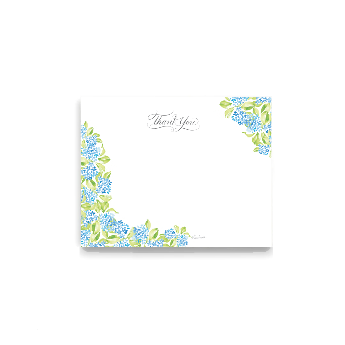 Blue Hydrangeas Thank You Flat Notecards