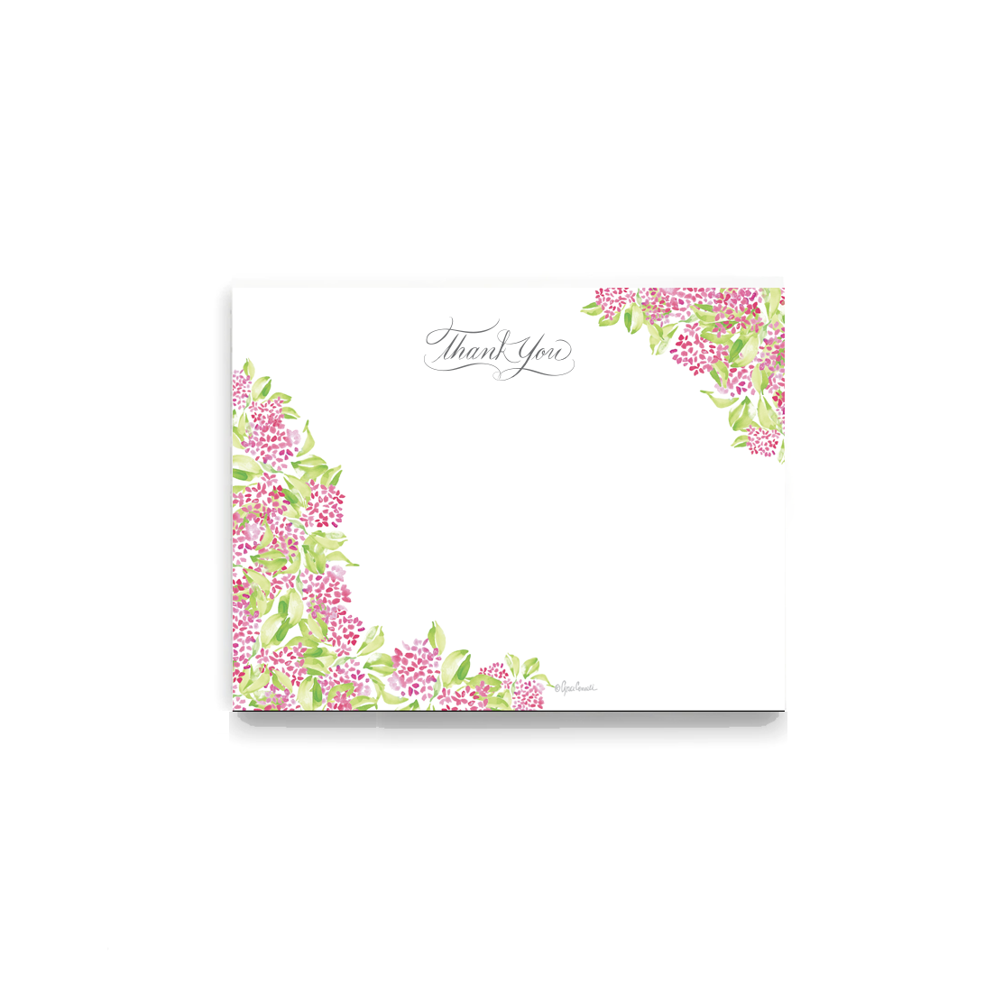 Pink Hydrangeas Thank you Flat Notecards