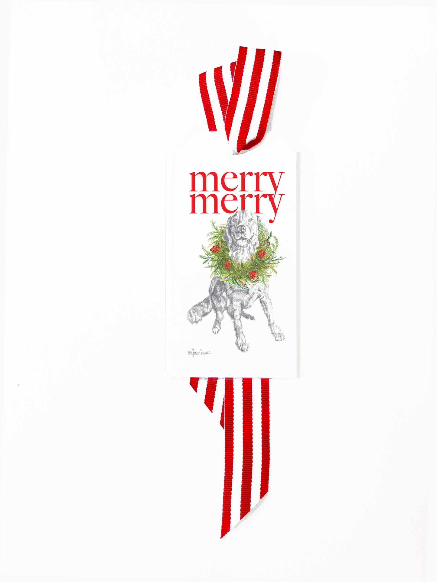 Retriever with Wreath Bottle Tags