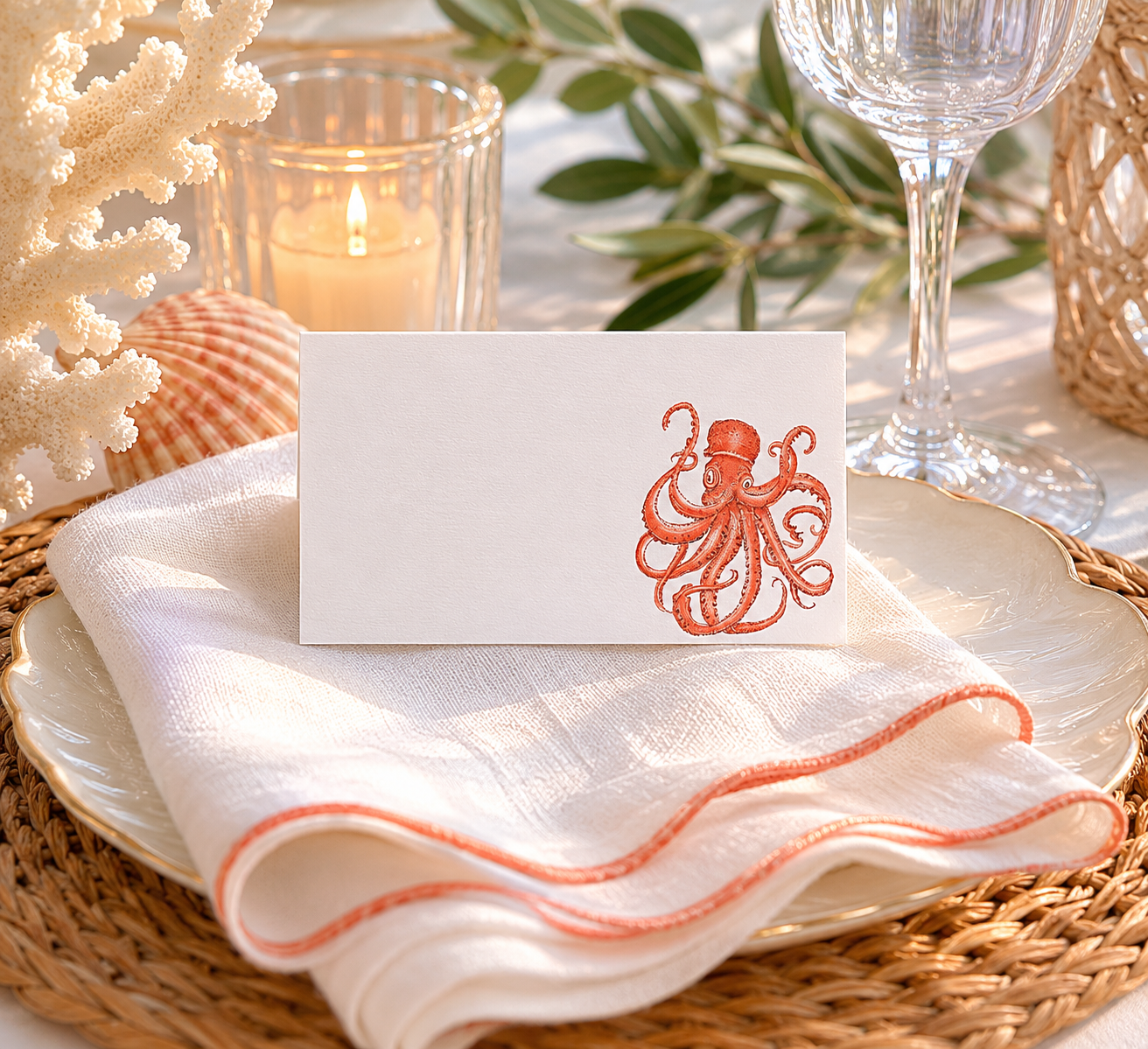 Orange Octopus Place Cards