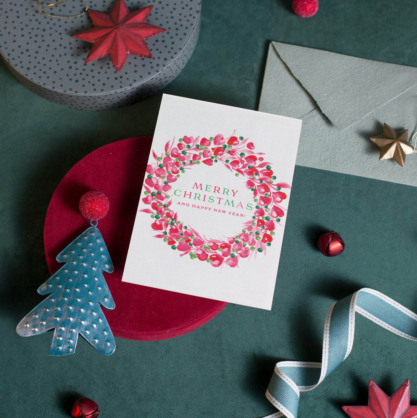 Merry Christmas Wreath Notecards