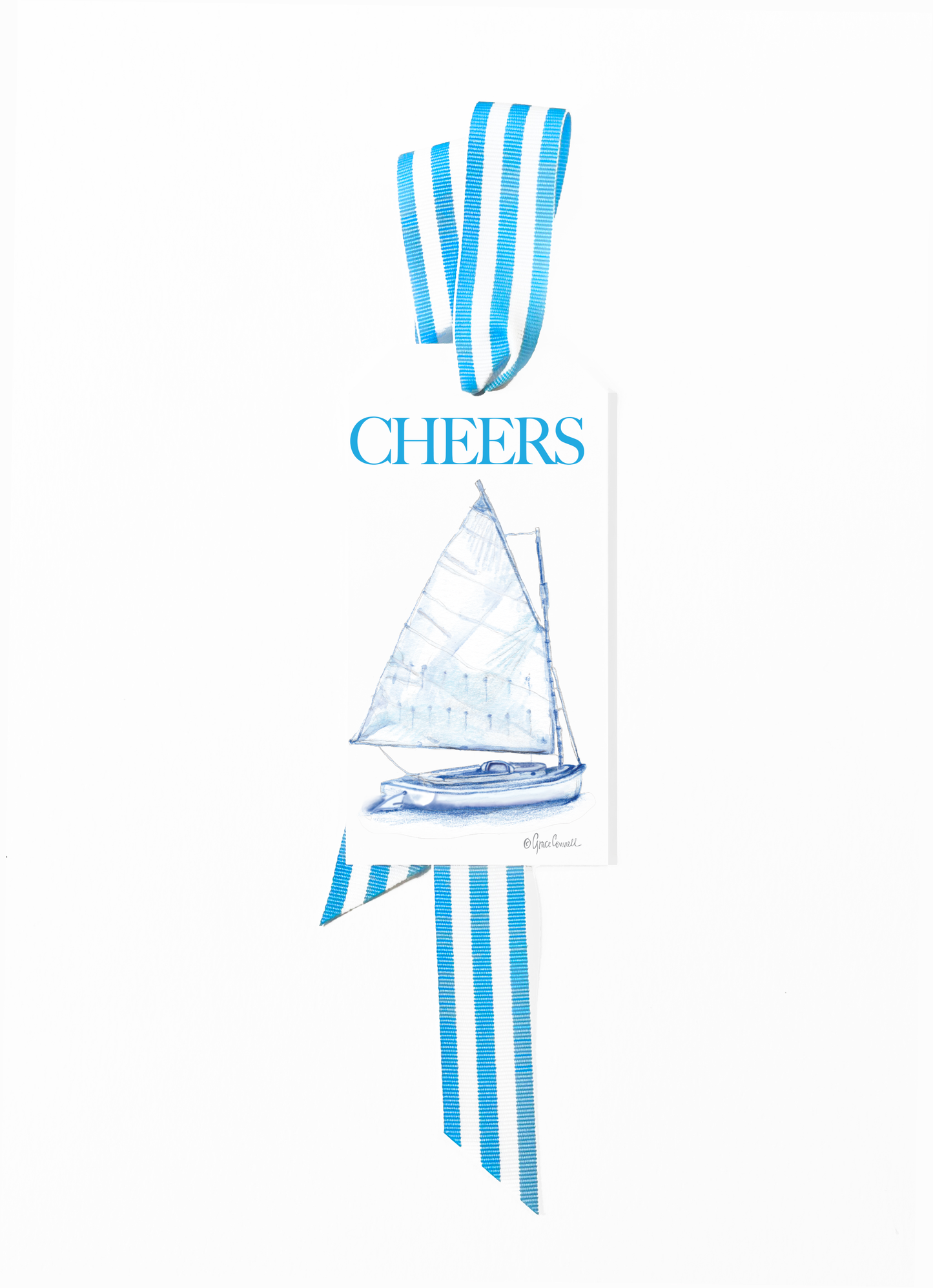 Cat Boat Bottle Tag
