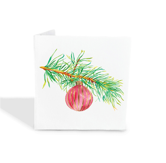 Pink Ball Ornament on Pine Branch Gift Tags