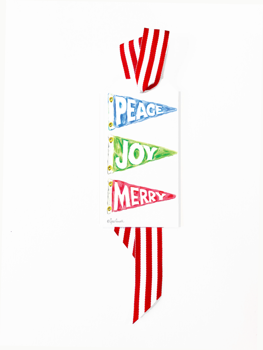 Peace, Joy, Merry Burgee Bottle Tags